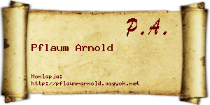 Pflaum Arnold névjegykártya